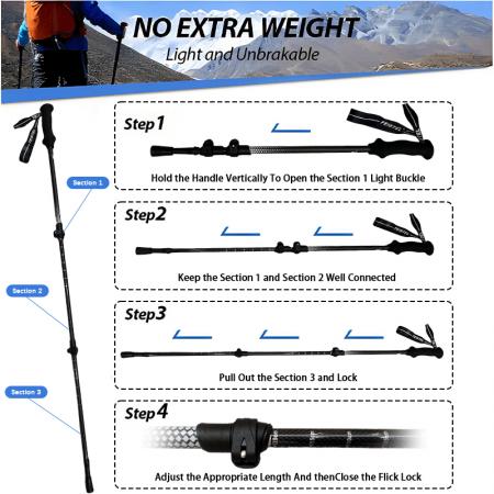 High Quality Hiking Poles Telescopic Walking Sticks Collapsible Lightweight Trekking Poles 