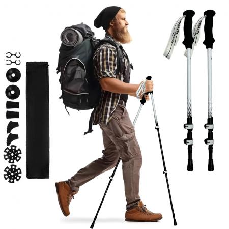 Outdoor Ultralight Nordic Hiking Trekking Pole 7075 Aluminium Carbon Fiber Cork EVA Handle Trekking Pole 