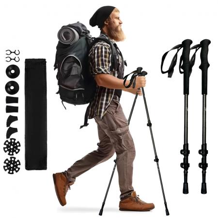 Adjustable 6061 7075 Aluminum Trekking Sticks with Flip Lock Cork and EVA Grip Telescope Trekking Poles