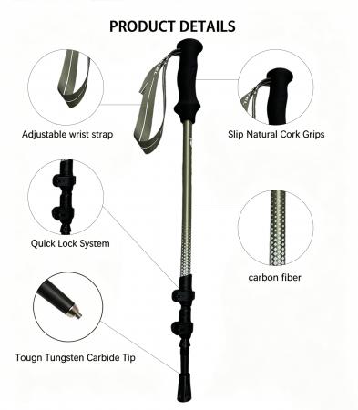 Outdoor Custom Logo Telescopic Trekking Hiking Pole Manufacturers Aluminum 7075 Trekking Pole 