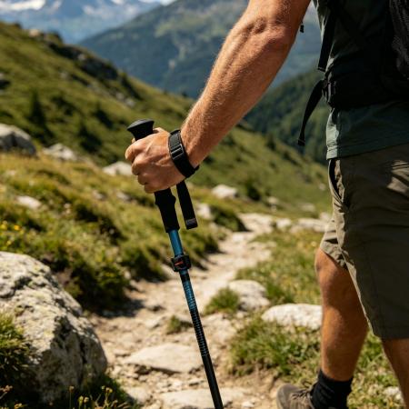 Outdoor Foldable 7075 Aluminum EVA Handle Carbon Fiber Cane with Quick Lock Trekking Poles 