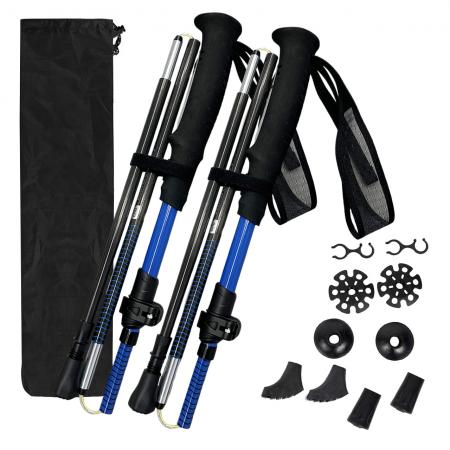 Ultralight Set Unisex Carbon Trekking Poles with EVA Handle Folding Portable Trail Climbing Gear 