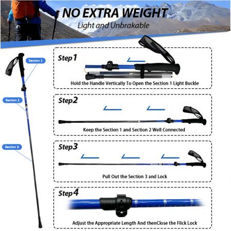 Ultralight Set Unisex Carbon Trekking Poles with EVA Handle Folding Portable Trail Climbing Gear 