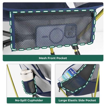 High Back Mesh Camping Chair – 7075 Aluminum Portable Outdoor Chair, 600D Polyester + Breathable Mesh, 2.13kg, 106cm High Back 