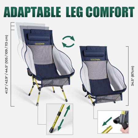 High Back Mesh Camping Chair – 7075 Aluminum Portable Outdoor Chair, 600D Polyester + Breathable Mesh, 2.13kg, 106cm High Back 