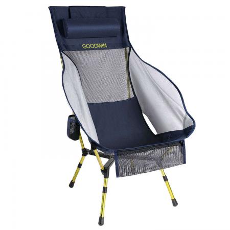 High Back Mesh Camping Chair – 7075 Aluminum Portable Outdoor Chair, 600D Polyester + Breathable Mesh, 2.13kg, 106cm High Back 