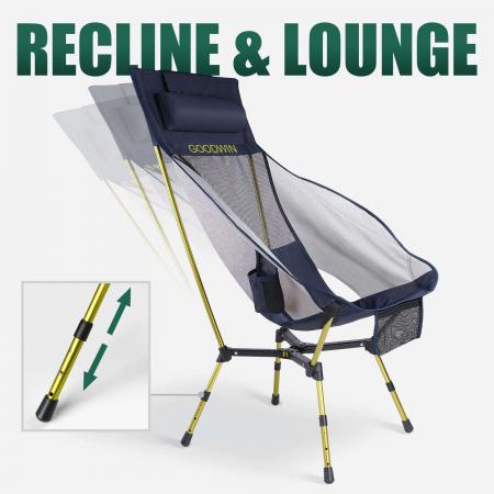 High Back Mesh Camping Chair – 7075 Aluminum Portable Outdoor Chair, 600D Polyester + Breathable Mesh, 2.13kg, 106cm High Back 