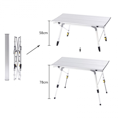 Aluminum Camping Table Portable Adjustable Picnic Camping Foldable Folding Outdoor Tables 
