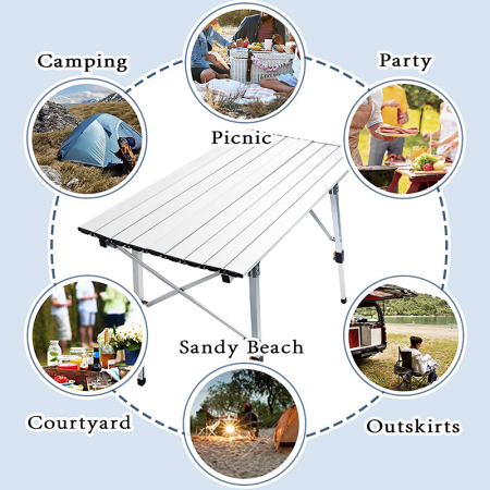 Aluminum Camping Table Portable Adjustable Picnic Camping Foldable Folding Outdoor Tables 