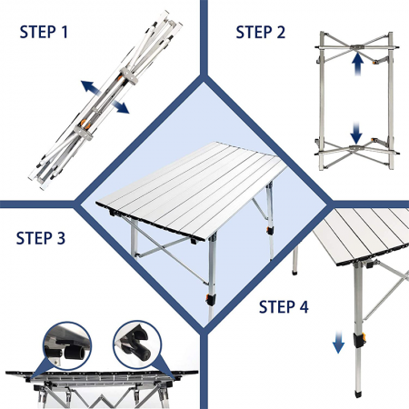 Aluminum Camping Table Portable Adjustable Picnic Camping Foldable Folding Outdoor Tables 