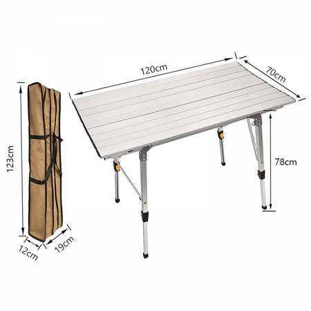 Aluminum Camping Table Portable Adjustable Picnic Camping Foldable Folding Outdoor Tables 