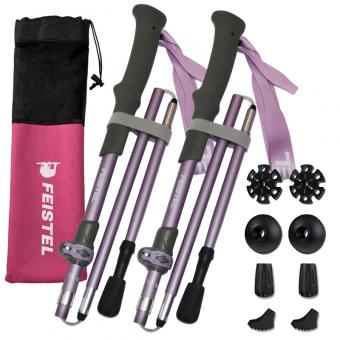 Carbon Fiber 3 Section Tungsten Steel Tip Trekking Poles