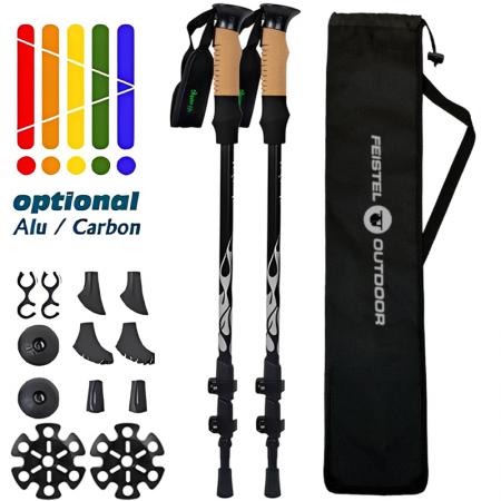 Factory Direct Sale of High Strength Aluminum Alloy Trekking Poles Telescopic Version Suitable for Mountaineering Hiking 