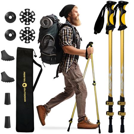 Hiking 105-135CM Telescopic Aluminum Adjustable Hight Shock Absorbent Trekking Poles 