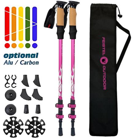 Outdoor Mountain Telescopic Ultralight Carbon Fiber Folding Aluminium 7075 Nordic Hiking Trekking Pole