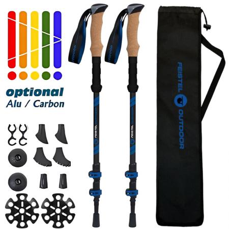 2 Pack Trekking Poles Portable Hiking Walking Stick With EVA Cork Handle For Outdoor Climbing