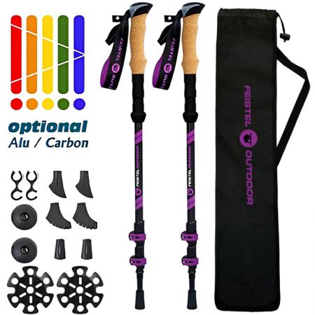 Factory Supply Telescopic 3 Sections Adjustable Walking Stick Aircraft Aluminum 7075 Tracking Trekking Poles