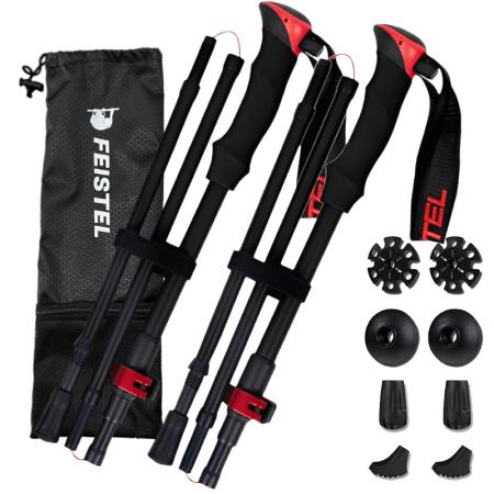 Customized Logo Trekking Poles Collapsible Hiking Poles Lightweight Aluminum Foldable Hiking Stick 
