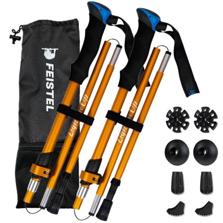 1 Pair 5 Subsection Collapsible Nordic Extendable Folding Aluminum Trekking Hiking Poles