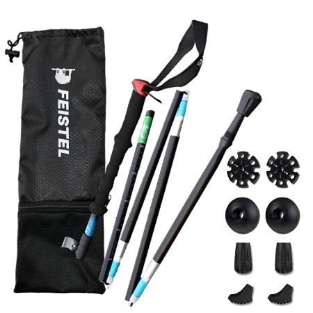 Amazon hot selling OEM Wholesale ultralight adjustable aluminum climbing hiking walking sticks carbon trekking pole