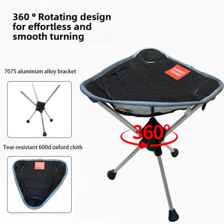 Outdoor Camping Hiking Tall Portable Steel 600D Oxford Cloth Folding Tripod Stool 