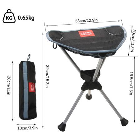 Outdoor Camping Hiking Tall Portable Steel 600D Oxford Cloth Folding Tripod Stool 
