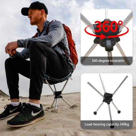 Outdoor Camping Hiking Tall Portable Steel 600D Oxford Cloth Folding Tripod Stool 