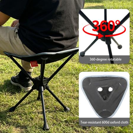 360° Swivel Folding Camping Stool 3 Legged Aluminum Alloy Portable Outdoor Fishing Hiking Furniture Stool