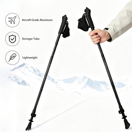 Hiking Mountain Climbing Outdoor Travel Senior Daily Walking 7075 Aluminum Alloy Foldable Walking Stick Trekking Pole 