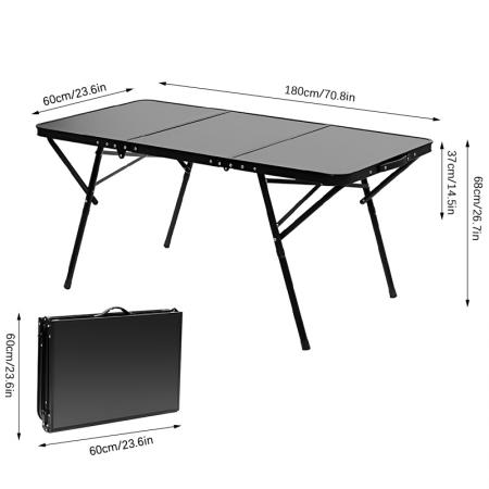 New Hiking Square Outdoor BBQ Grill Camping Table Metal Aluminum Foldable Black Beach Table 