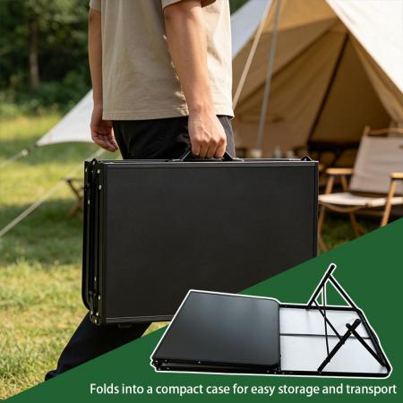 New Hiking Square Outdoor BBQ Grill Camping Table Metal Aluminum Foldable Black Beach Table 