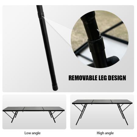 New Hiking Square Outdoor BBQ Grill Camping Table Metal Aluminum Foldable Black Beach Table 