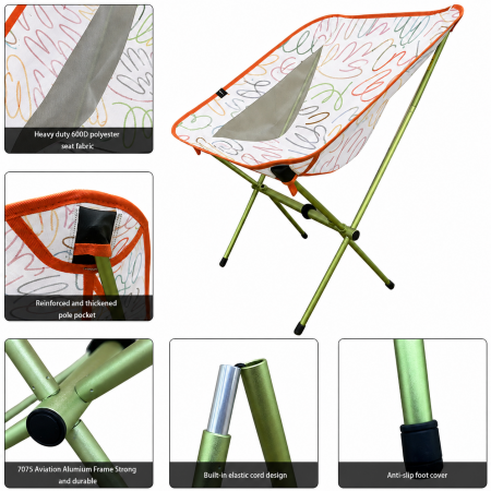 Outdoor Portable Furniture Camping Moon Chair Three-piece Modern Aluminum Oxford Fabric Folding Table and Chair Set
