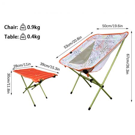 Outdoor Portable Furniture Camping Moon Chair Three-piece Modern Aluminum Oxford Fabric Folding Table and Chair Set