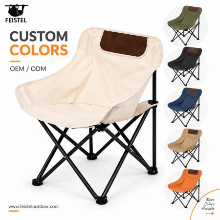 Foldable Beach Camping Chair – 2.35kg Carbon Steel Folding Moon Chair, 600D Polyester + Mesh, 69 × 65 × 45cm 