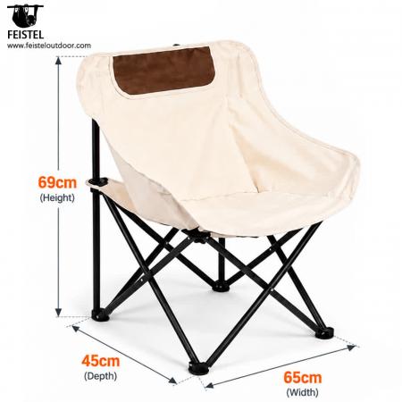 Foldable Beach Camping Chair – 2.35kg Carbon Steel Folding Moon Chair, 600D Polyester + Mesh, 69 × 65 × 45cm 
