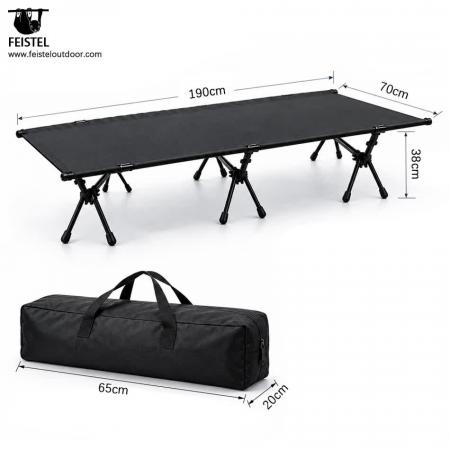 Lightweight Folding Camping Bed – Portable 7075 Aluminum Camping Cot, 600D Oxford, 190 × 65 × 38cm, 120kg Capacity 