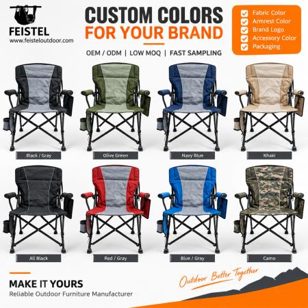 Luxury Padded Folding Camping Chair – High Back Heated Outdoor Chair, 600D PVC Oxford, Pearl Cotton Padding, 150kg Capacity, 5V/2A Heating 