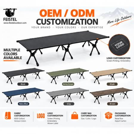 Lightweight Folding Camping Bed – Portable 7075 Aluminum Camping Cot, 600D Oxford, 190 × 65 × 38cm, 120kg Capacity 