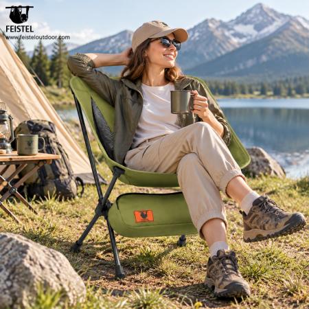 Green Folding Camping Chair – 2.29lb Lightweight Low-Profile Chair, 7075 Aluminum Frame, 600D Oxford, 250lb Capacity 