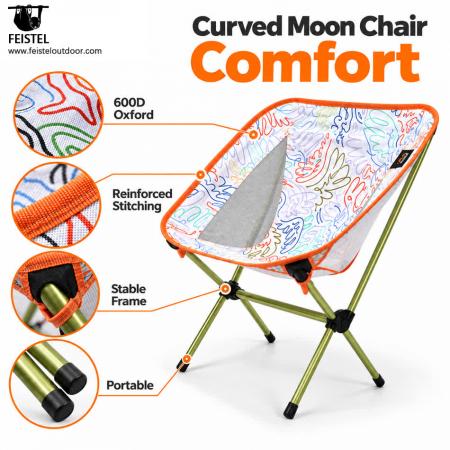 Foldable Camping Table and Chair Set – 3-Piece 7075 Aluminum Outdoor Furniture Set with 2 Moon Chairs & 1 Table 