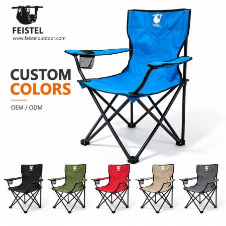 Folding Outdoor Camping Chair with Armrest – 1.8kg Lightweight Steel Frame Chair, 600D Oxford + PE Coating, 120kg Capacity 