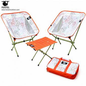 7075 Aluminum Outdoor Furniture Set with 2 Moon Chairs & 1 Table