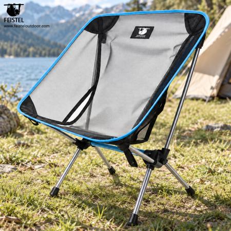 Mesh Back Camping Chair – Compact 7075 Aluminum Outdoor Chair, 600D Polyester + Breathable Mesh, 54 × 52 × 67cm 