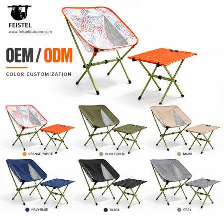 Foldable Camping Table and Chair Set – 3-Piece 7075 Aluminum Outdoor Furniture Set with 2 Moon Chairs & 1 Table 