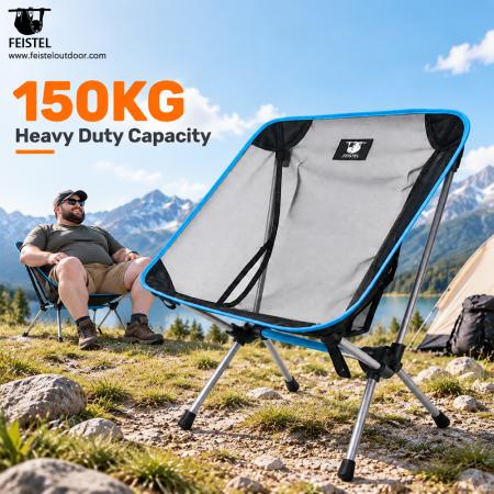 Mesh Back Camping Chair – Compact 7075 Aluminum Outdoor Chair, 600D Polyester + Breathable Mesh, 54 × 52 × 67cm 