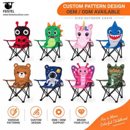 Child's Camping Chair – Cartoon Kids Folding Outdoor Chair, 600D Polyester + Mesh, 36 × 36 × 58cm 
