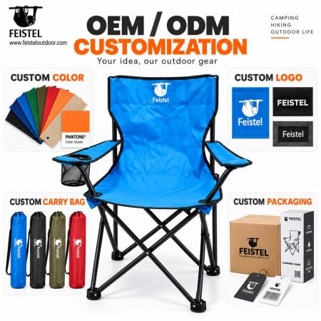 Folding Outdoor Camping Chair with Armrest – 1.8kg Lightweight Steel Frame Chair, 600D Oxford + PE Coating, 120kg Capacity 