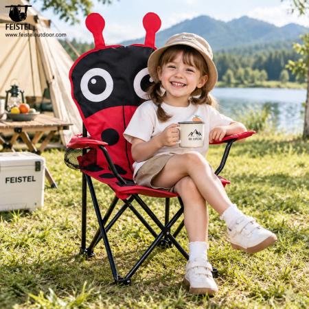Child's Camping Chair – Cartoon Kids Folding Outdoor Chair, 600D Polyester + Mesh, 36 × 36 × 58cm 