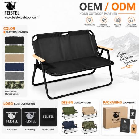 2 Person Outdoor Camping Chair for Couples – Folding 2 Seater Camping Loveseat, 7075 Aluminum Frame, 600D Oxford, 250kg Capacity 